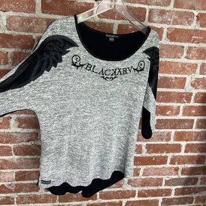 KARV graphic t-shirt long sleeve, grey black, medium